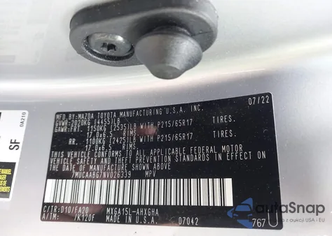 2022 Toyota Corolla Cross Le from USA, damaged, VIN 7MUCAABG7NV026339